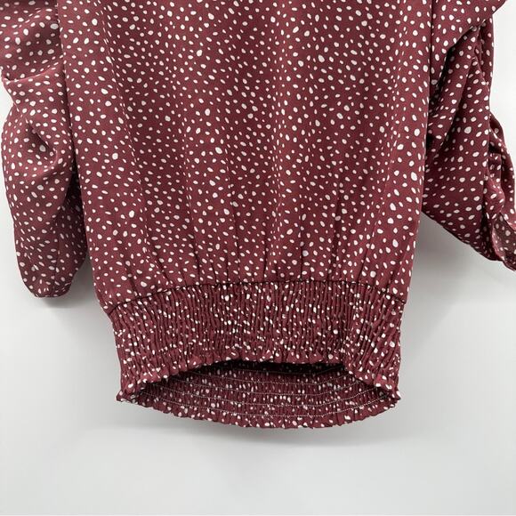 Paper Crane Smocked Band 3/4 Puff Sleeve Polka Dot Top Size XS - Picture 4 of 10